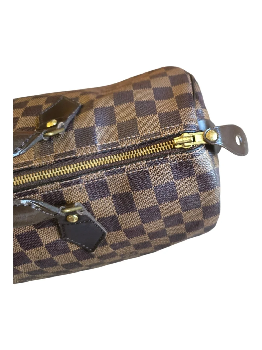 Louis Vuitton Red Canvas Interior with Dark Leather Tab